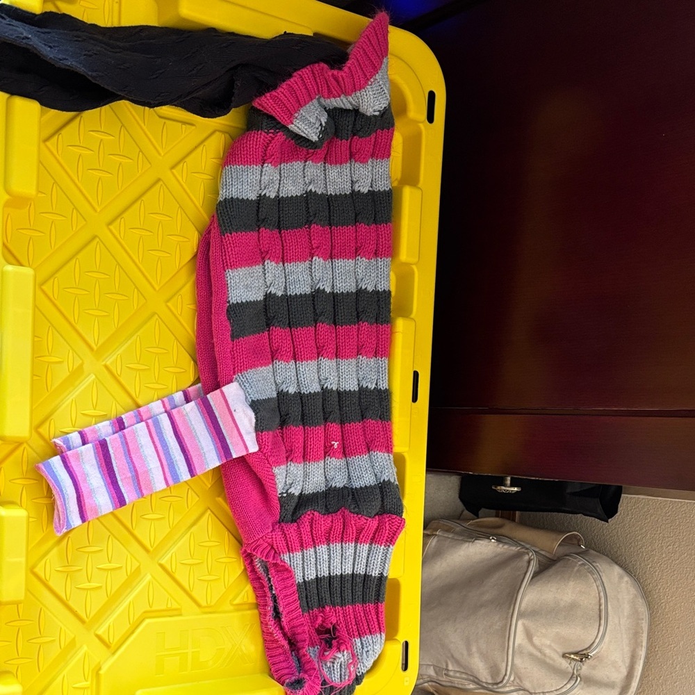 Striped Pink and Gray Dog Sweater